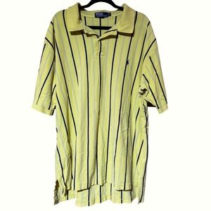 Polo Ralph Lauren Yellow Striped Short Sleeve Polo Shirt 3XLT Tall *Damaged Read